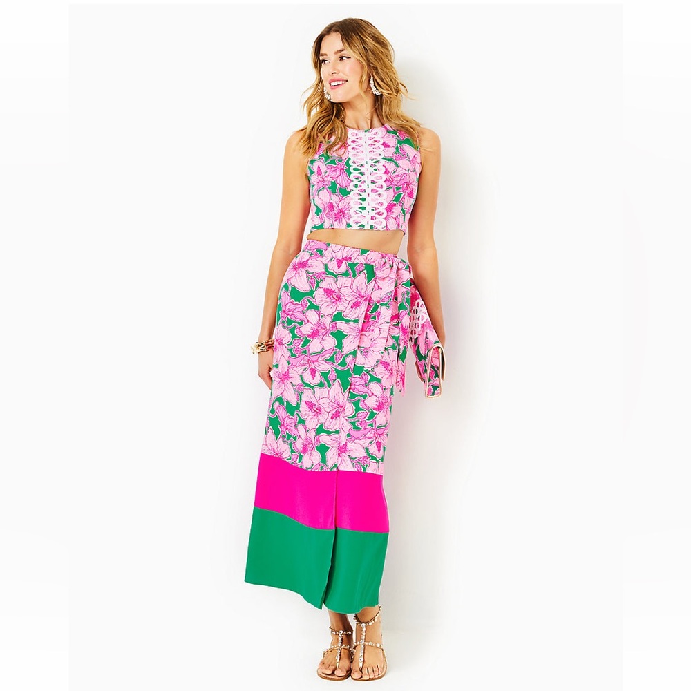 Lilly Pulitzer Leif Maxi Two Piece Set Hibis Kiss Size 8